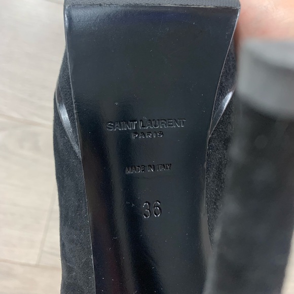 Saint Laurent Black Tribute Ghillie Suede Lace Up Sandals Heels Size 36 - Picture 16 of 16